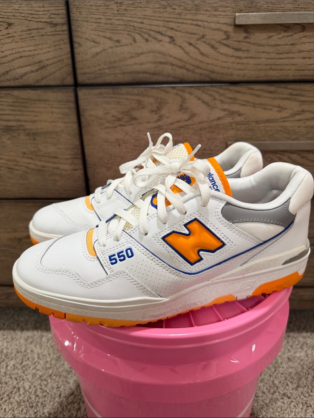 New Balance 550 White Orange & Blue Retro Sneakers